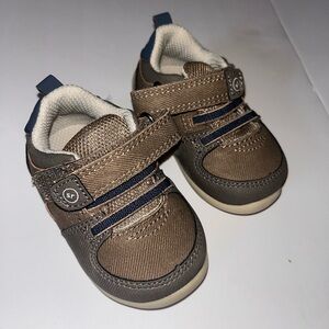 Stride Rite Brown and Navy Toddler Hook-and-Loop Sneakers